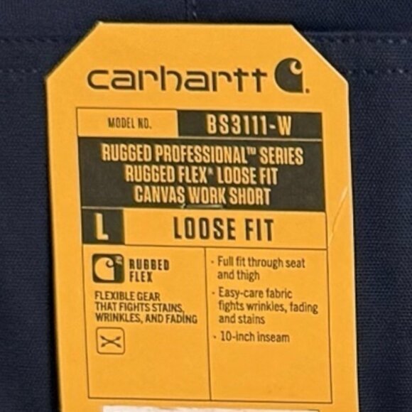 Carhartt Womens Rugged Flex Loose Navy Canvas Work Shorts Size 14 NWT 10" Inseam - Picture 4 of 12